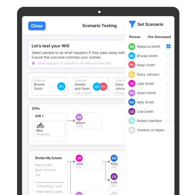 Test Executor choices with Scenario Testing - see what happens if your Executor can't act in your Will